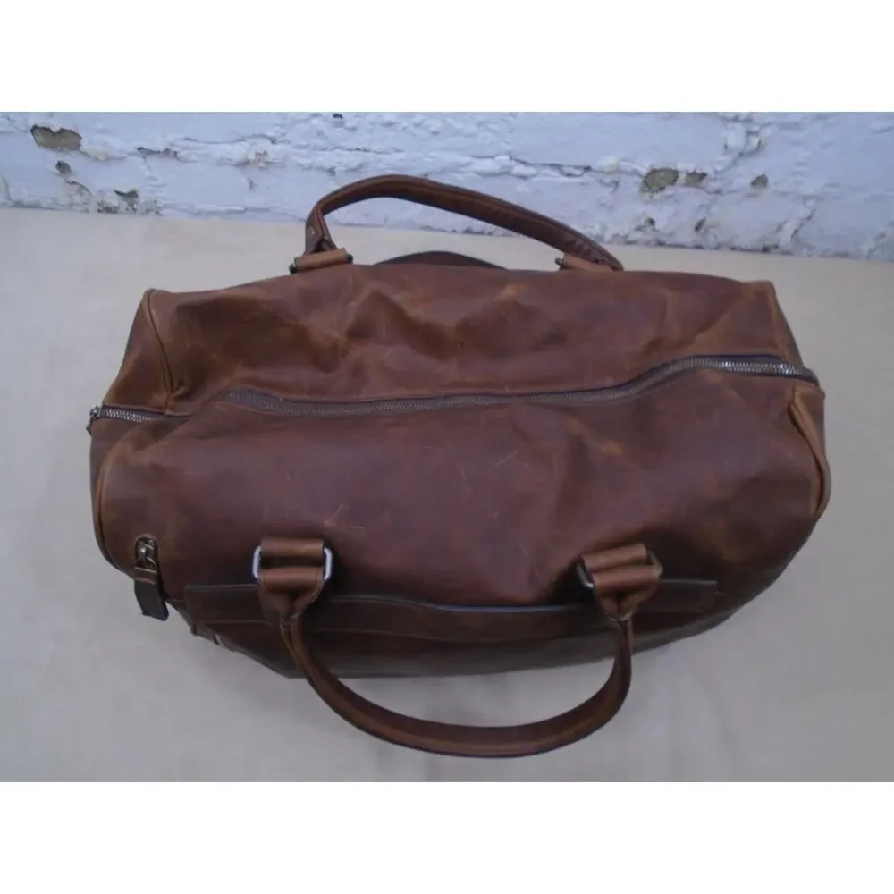 MOORE & GILES “NetJets” Edition Heavy Leather Duffel EUC Durable Weekend Travel